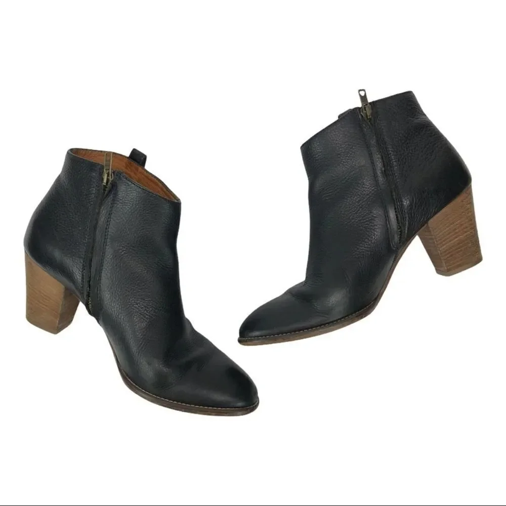Madewell The Billie Ankle Black Leather Boots Botties Black Shoes 9.5 Casual